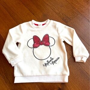 Gently used Disney Minnie Mouse Kids white Sweatshirt.